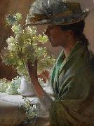Charles Courtney Curran Lady with a Bouquet Sweden oil painting artist